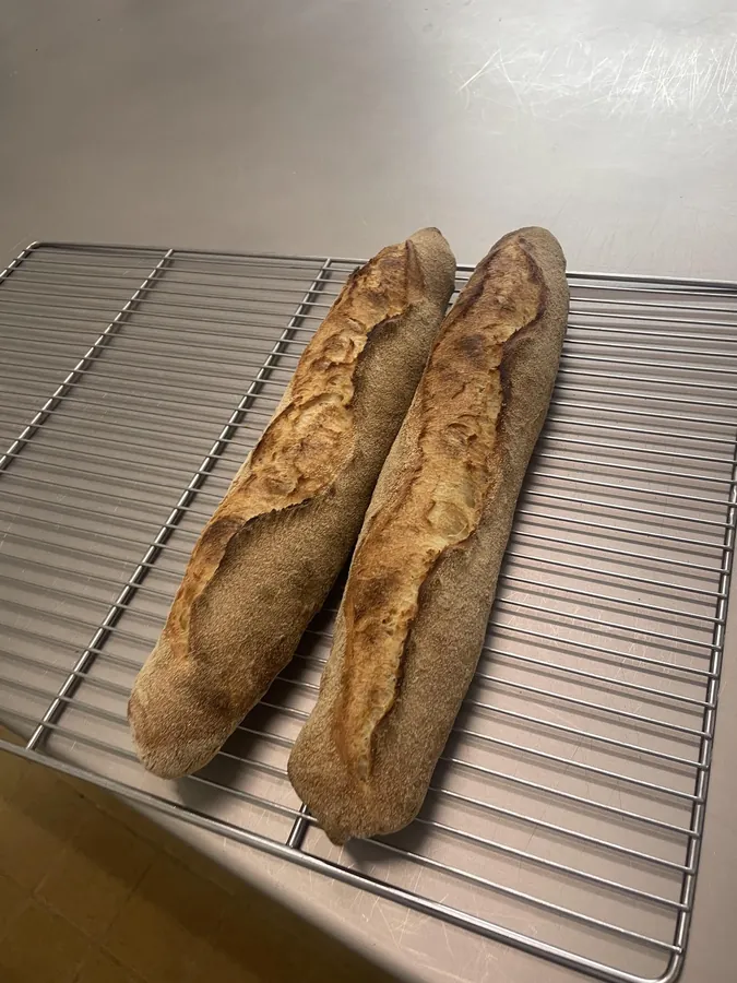 Deux baguettes tradition aux deux blés sur grille